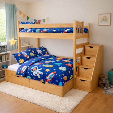 Palanda Eliška rozkládací s úložnými prostory a schůdky z masivu