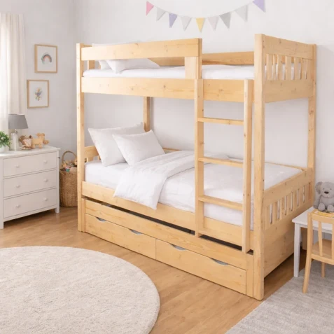 Palanda ELIŠKA s přistýlkou a úložnými prostory z masivu