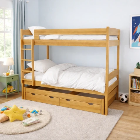 Palanda MARUŠKA s přistýlkou a úložnými prostory z masivu